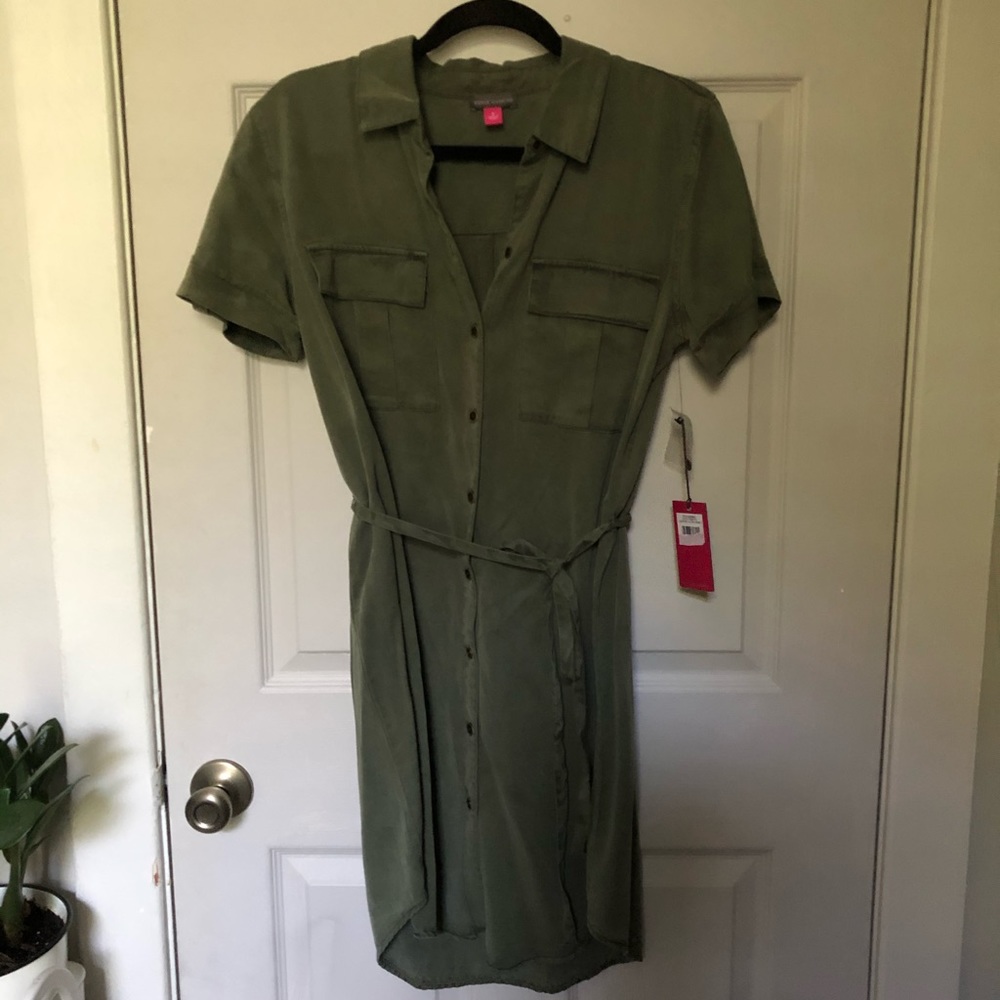 NWT Vince Camuto Army Green Tie Dress